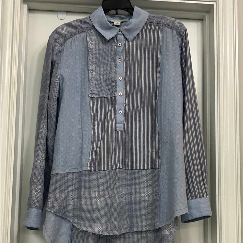 Sundance Women’s Blue Striped Patchwork Shirt